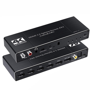 4K 4x2 conmutador divisor 4 Entrada 2 interruptor de salida con arco R/L 3,5mm Aux 60hz Coaxial SPDIF Audio Extractor