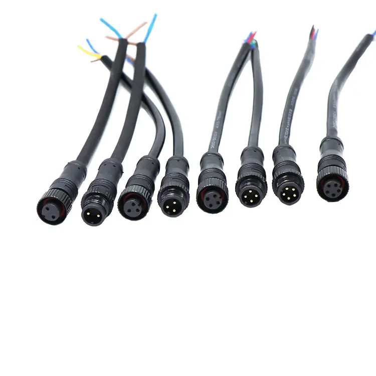 Konektor Kabel M8 M16 M15, Colokan Elektrik Tahan Air 2 3 4 5 6 Pin, Konektor Kabel M12 untuk Penerangan LED Luar Ruangan