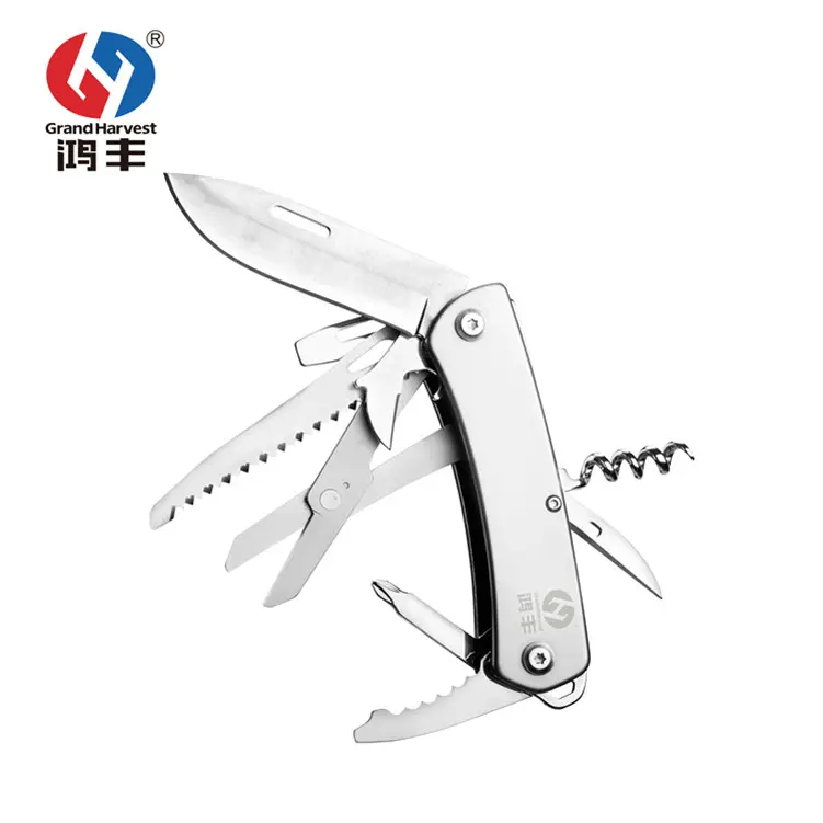 New Arrival 1 MOQ Aluminum Handle Made Of 440 Stainless Steel Yangjiang Utility Swiss Knife Folding Pocket Knife