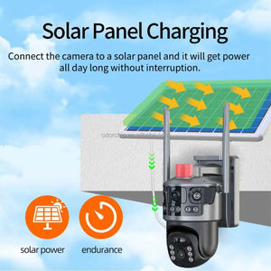 Smart AI 3 Pantalla Video Lente dual 6MP 4G Lte Cámara DE SEGURIDAD Remolque Wifi Cámara Batería solar Dispositivo PTZ PI
