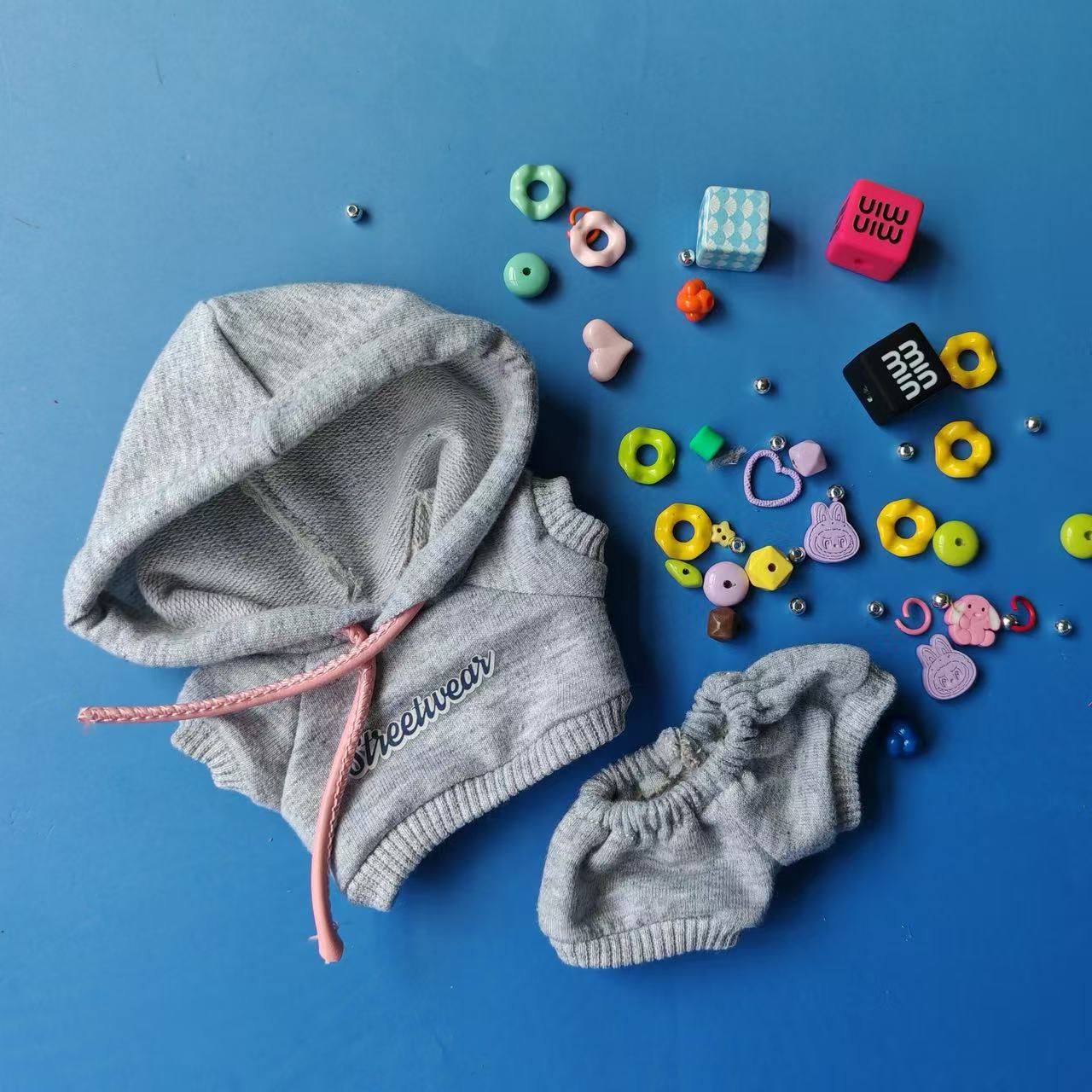 Labubu sweater suit cobalt titanium gray