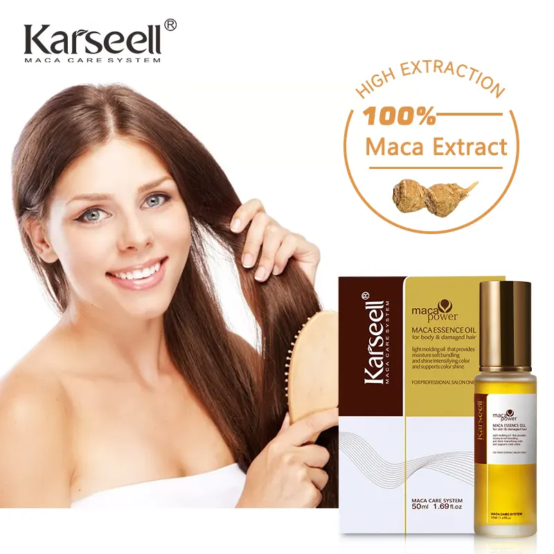 Karseell Mẫu Miễn Phí Chuyên Nghiệp Chăm Sóc Tóc Huyết Thanh Điều Trị Maca Dầu Nguyên Liệu Argan Dầu Cho Tóc Khô Và Tăng Trưởng Tóc