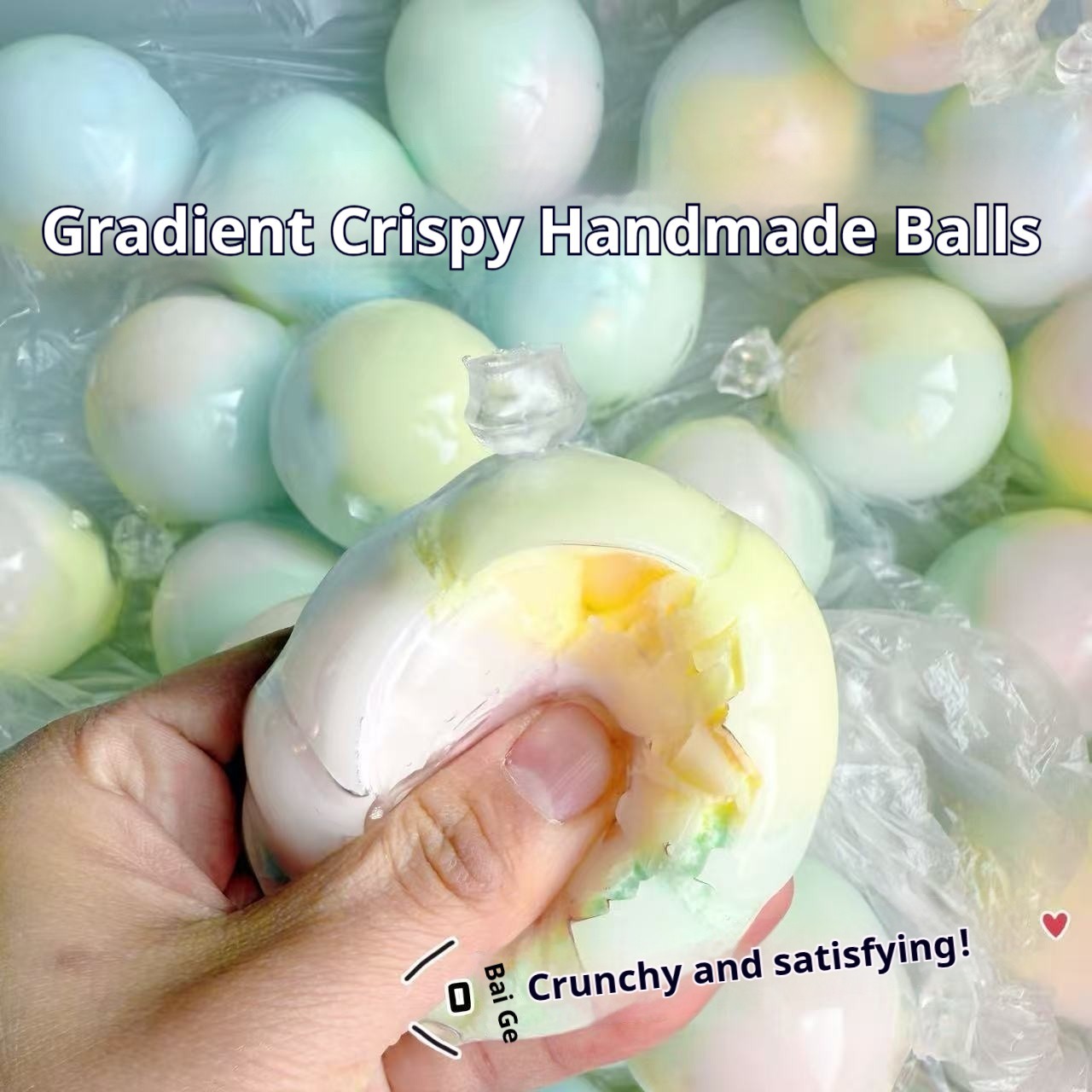 colorful Rainbow three-color crispy handmade balls