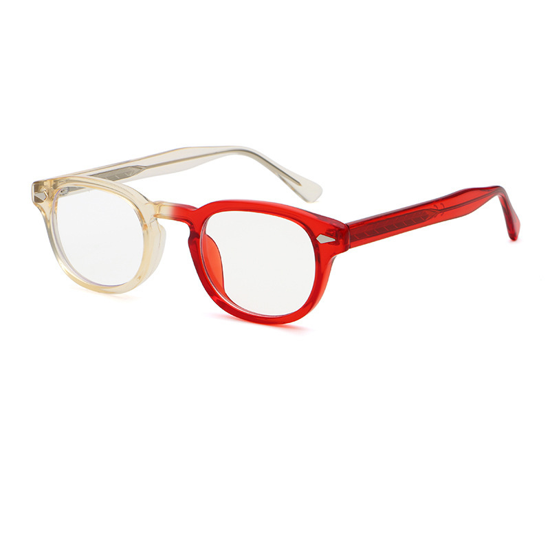 Light champagne to carmine frame/white