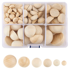 พัดลมไม้ครึ่งซีกของคุณ,ปุ่มกลมกลมมนมนไม้ซีกไม่ขัดเงาแบบแยกชิ้น - Product Image 6