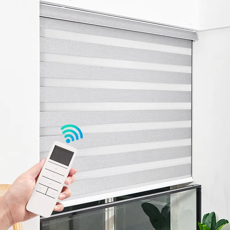 शानदार स्वत: खिड़की ज़ेबरा एप्लिकेशन नियंत्रण स्मार्ट डबल परत रोलर बिजली अंधा रंगों अंधा कर रही है
