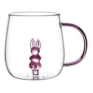 Hot Wholesale 3d Glass Mug Cute Cartoon Animal <strong>Cup</strong> Frosted <strong>Lovely</strong> Rabbit Bunny Animal Glass <strong>Cups</strong> - Product Image 1