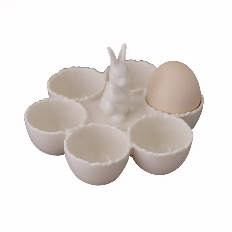 Piatto per uova di pasqua in ceramica con Design divertente coniglietto piatto per decorazione regalo