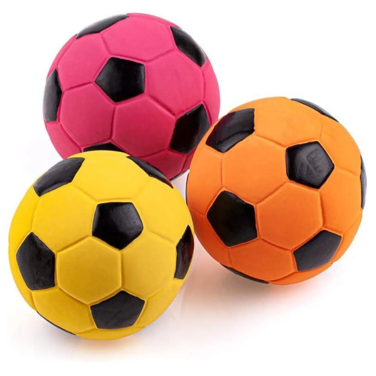 Natural Latex Hi-Bounce Dogs Cats Squeaky Interactive 70 mm Chewing Football Balls Toys