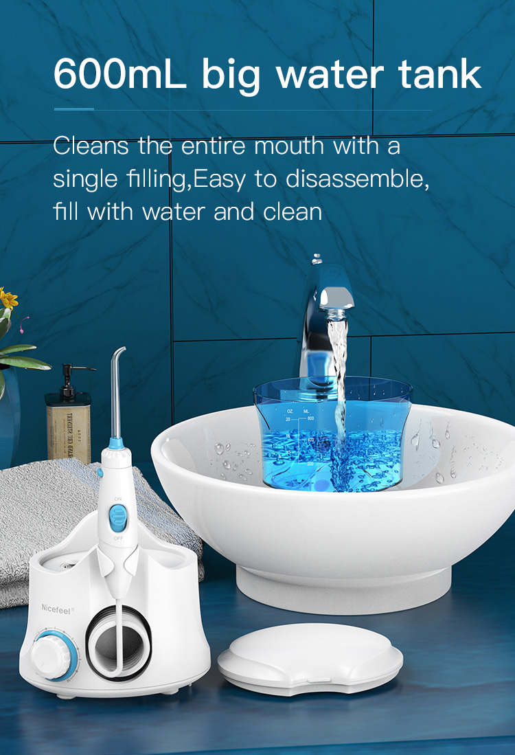 6 Interchangeable Jet Dental Water Flosser 25psi Table Top Water Flosser FC169