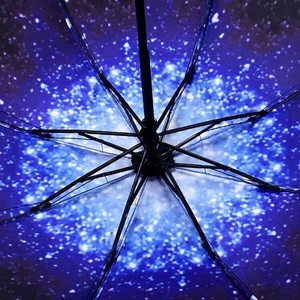 批发商最便宜的3折雨伞促销雨伞，带天空印花图案 - Product Image 5