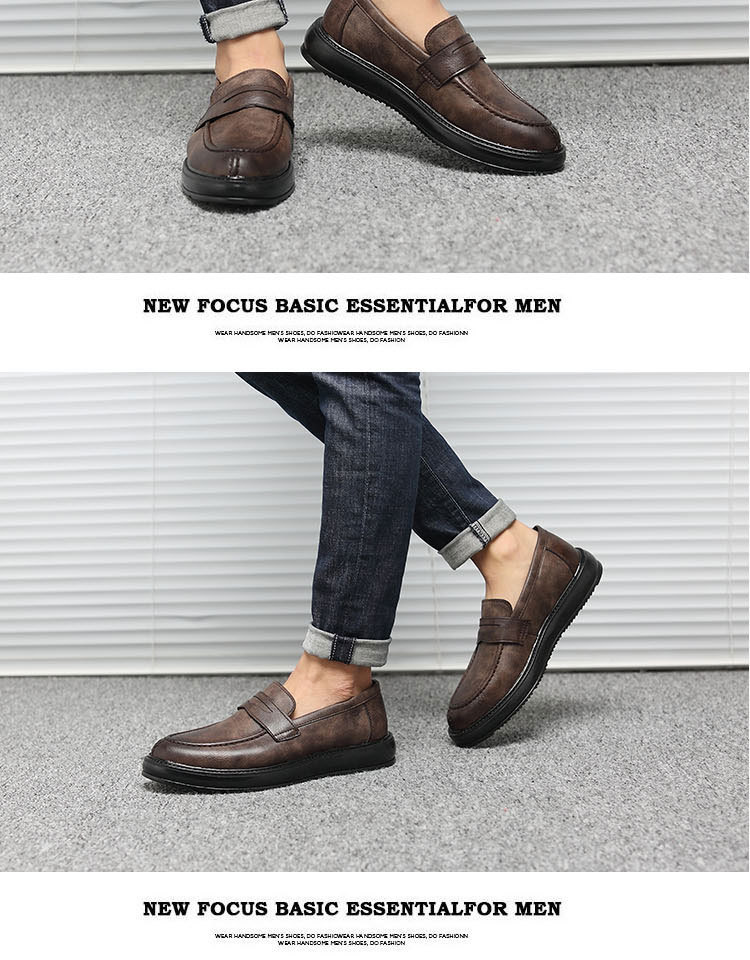 Genuine Leather Stylish Shoe Casual Dress Formal Loafers Men Brown S219-3530 (STOCK) 17 PRISTINE