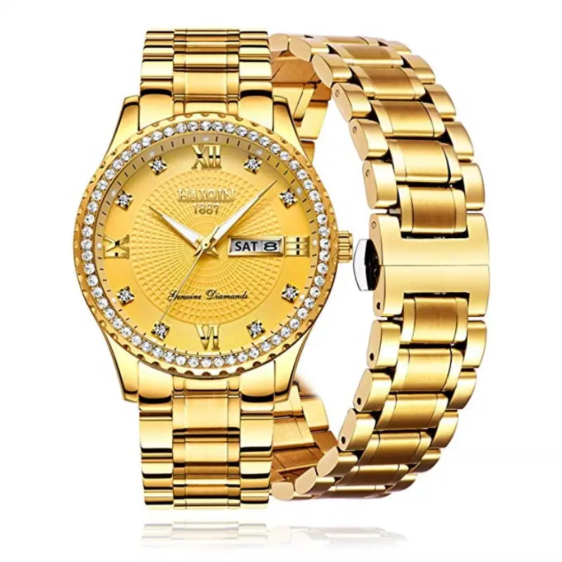 Montre à Quartz avec diamant pour hommes et femmes, marque de luxe, bracelet Sport, logo personnalisé, livraison directe