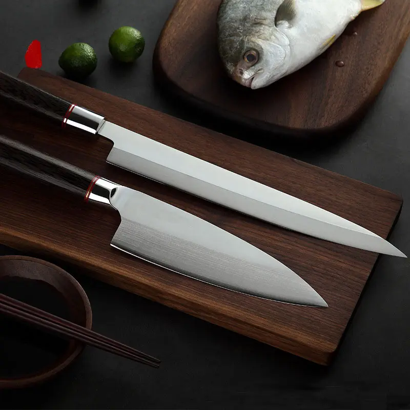 7Cr17MoV פחמן פלדת מטבח קליבר שמאלי Yanagiba סכין Deba סושי יפני שף סכין