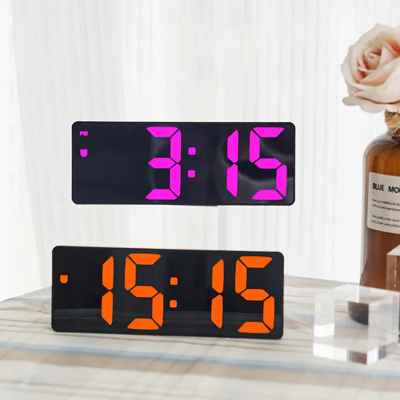 베스트 셀러 럭셔리 led 디지털 시계 디스플레이 거울 달력 온도 거실 시계