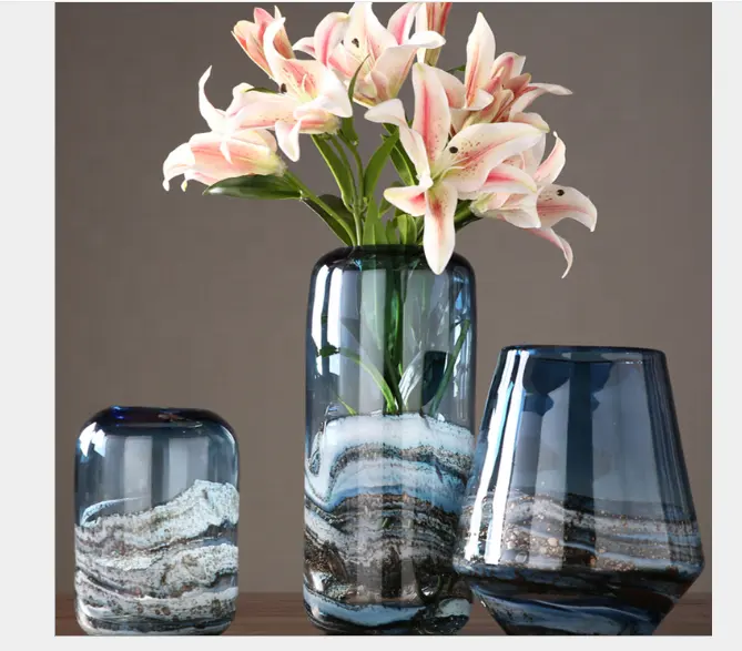 Nuovo moderno e minimalista ondulazione acqua vaso di vetro Creativo decorazione soggiorno di casa vaso di fiori