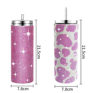 <span class=keywords><strong>Tessco</strong></span> sang trọng Bling ly thép không gỉ cách điện Tumbler với thạch và ống hút quà tặng của phụ nữ - Product Image 1