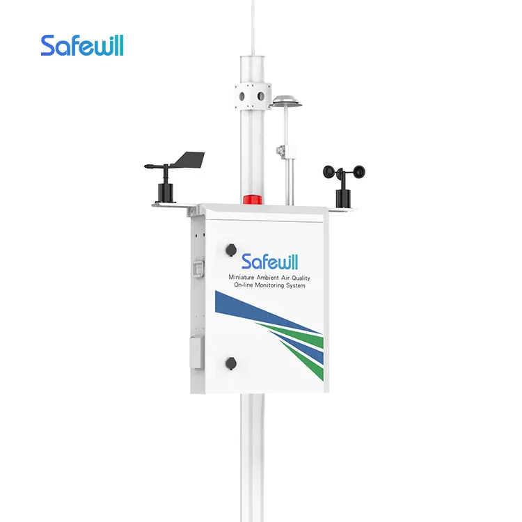 Safewill SO2/CO/O3/NO2/VOC/PM2.5/PM10 Estación de monitoreo de aire ambiental para exteriores automática Instrumento de monitoreo ambiental