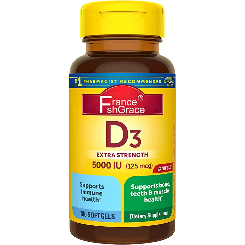 Suplemento de vitamina D3 para mejorar la salud de los huesos, suplemento de 180 cápsulas suaves
