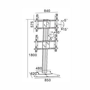 Dual <strong>TV</strong> Floor Stand for 30-60 Inch Screen, Space Saving Rotatable Stand <strong>Mount</strong> for <strong>2</strong> Monitor Display (AVA 201D) - Product Image 5