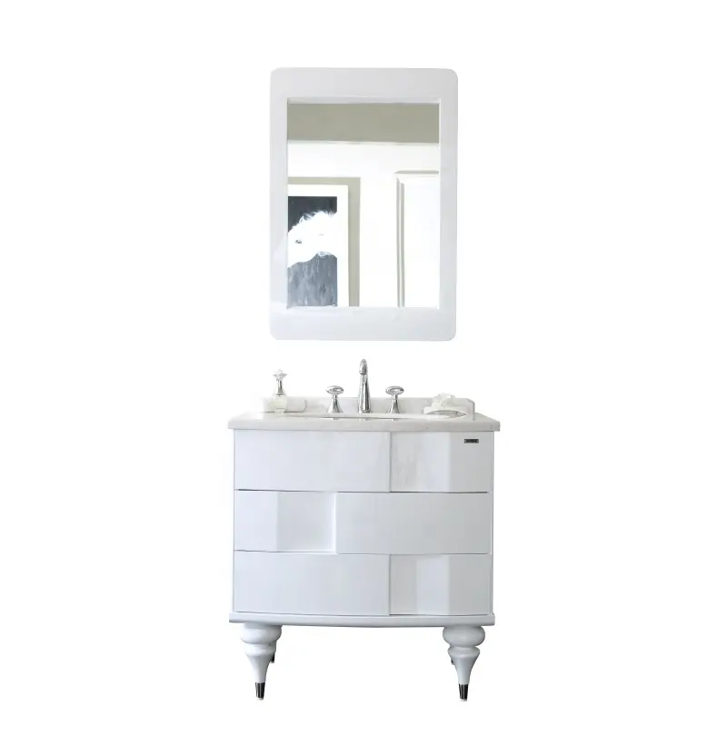 GODI katı ahşap ceviz ahşap makyaj masası masa banyo için 50 inç doğal Cararra beyaz mermer masa banyo Vanity ile lavabo