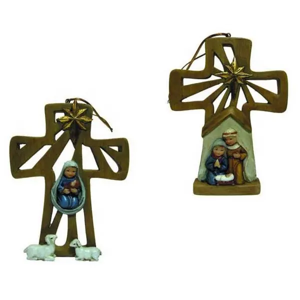 Tangan Dicat Polyresin Patung Keagamaan Miniatur Patung-patung Resin Natal Nativity Scene Set