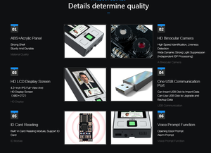 Yistar <strong>LINUX</strong> <strong>System</strong> 4.3-Inch Biometric Facial Access Control <strong>With</strong> Swipe Card Password Fingerprint Recognition - Product Image 4