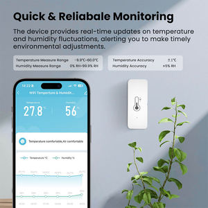 Monitoramento Remoto Inteligente Tuya Wifi Compatível com Alexa e Google Assistant Temperatura Wifi Sem Fio e <span class=keywords><strong>Sensor</strong></span> de Umidade