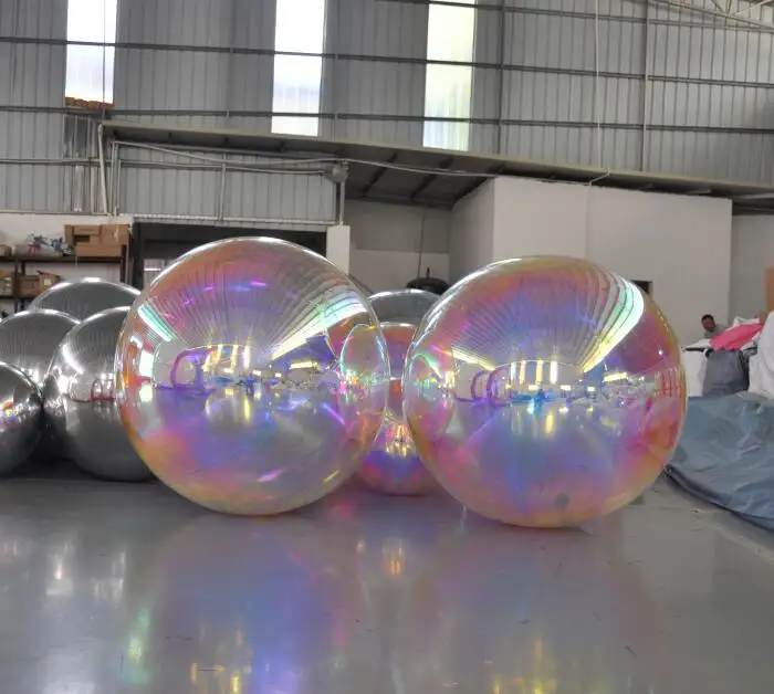 Gigante Iridescente bola inflável espelho esfera balão