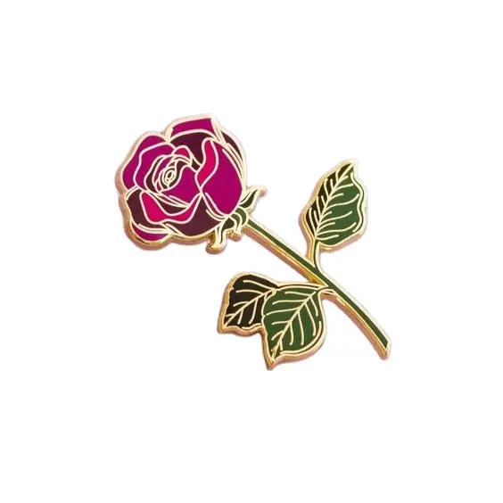 Made In China fabbrica Pin rosso frutta rosa spille emblema fabbricazione In metallo dorato personalizzato perno In smalto duro con Logo distintivo dell'azienda