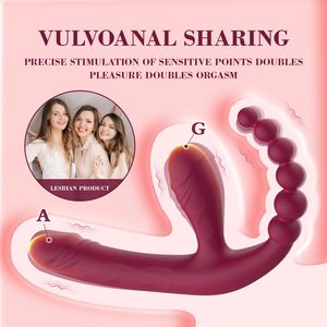 Dreifach köpfige Anal perlen Plug Vibrator Sexspielzeug für Erwachsene Fernbedienung Strap-On G-Punkt <span class=keywords><strong>Dildo</strong></span> vibrator für Frauen Lesben Orgasmus - Product Image 2
