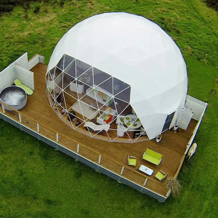 Outdoor impermeável camping cúpula geodésica hotel tenda casa com banheiro