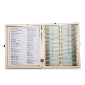 Toboganes de microscopio de cristal para enseñanza médica, caja de madera de 100 tipos de pañuelos humanos - Product Image 1
