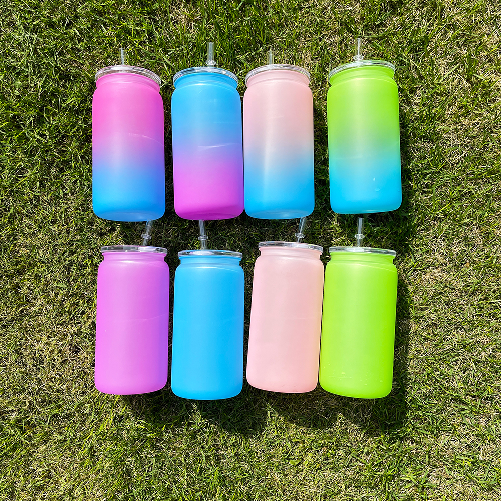 Kids 16oz matte colored plastic can (Same shape as glass can)