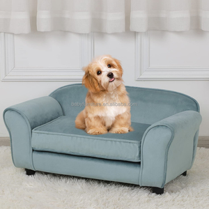 Katı ahşap çerçeve off-the-ground pet yatak sıfırdan kolay değil ayrılabilir ve yıkanabilir köpek halısı kokusuz antibakteriyel peluş köpek yatağı - Product Image 2