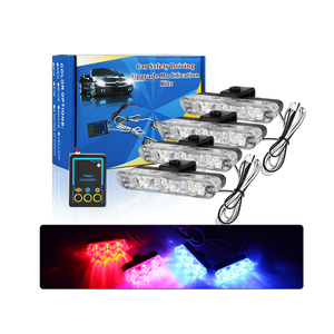 4合1 3led * 4琥珀色红色蓝色频闪大功率格栅警示灯日间行车灯DRL转向信号灯闪光灯 - Product Image 1