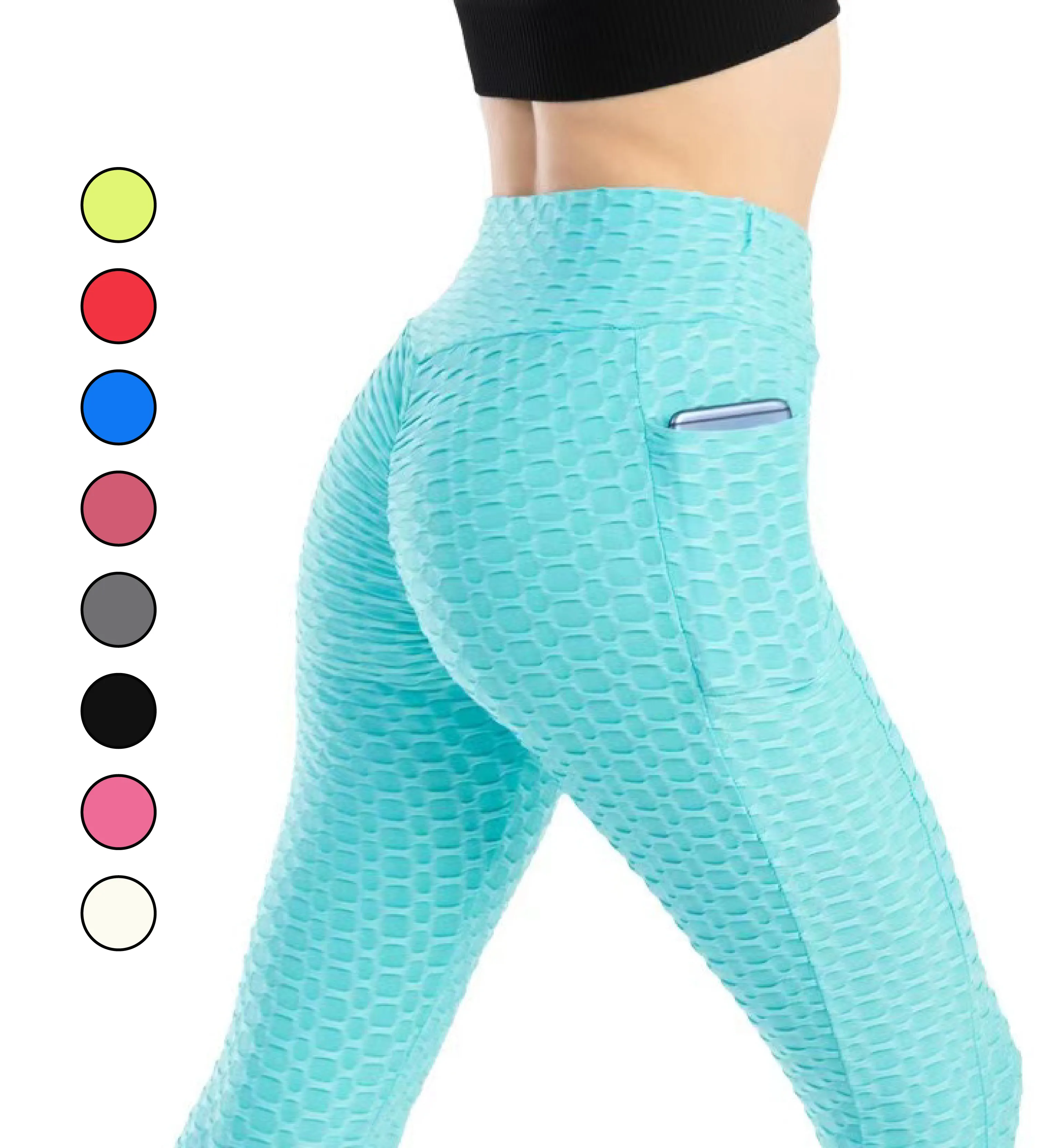 Pantalones de Yoga para mujer, mallas de cintura alta con realce de trasero y bolsillo, pantalones de Entrenamiento Personalizados