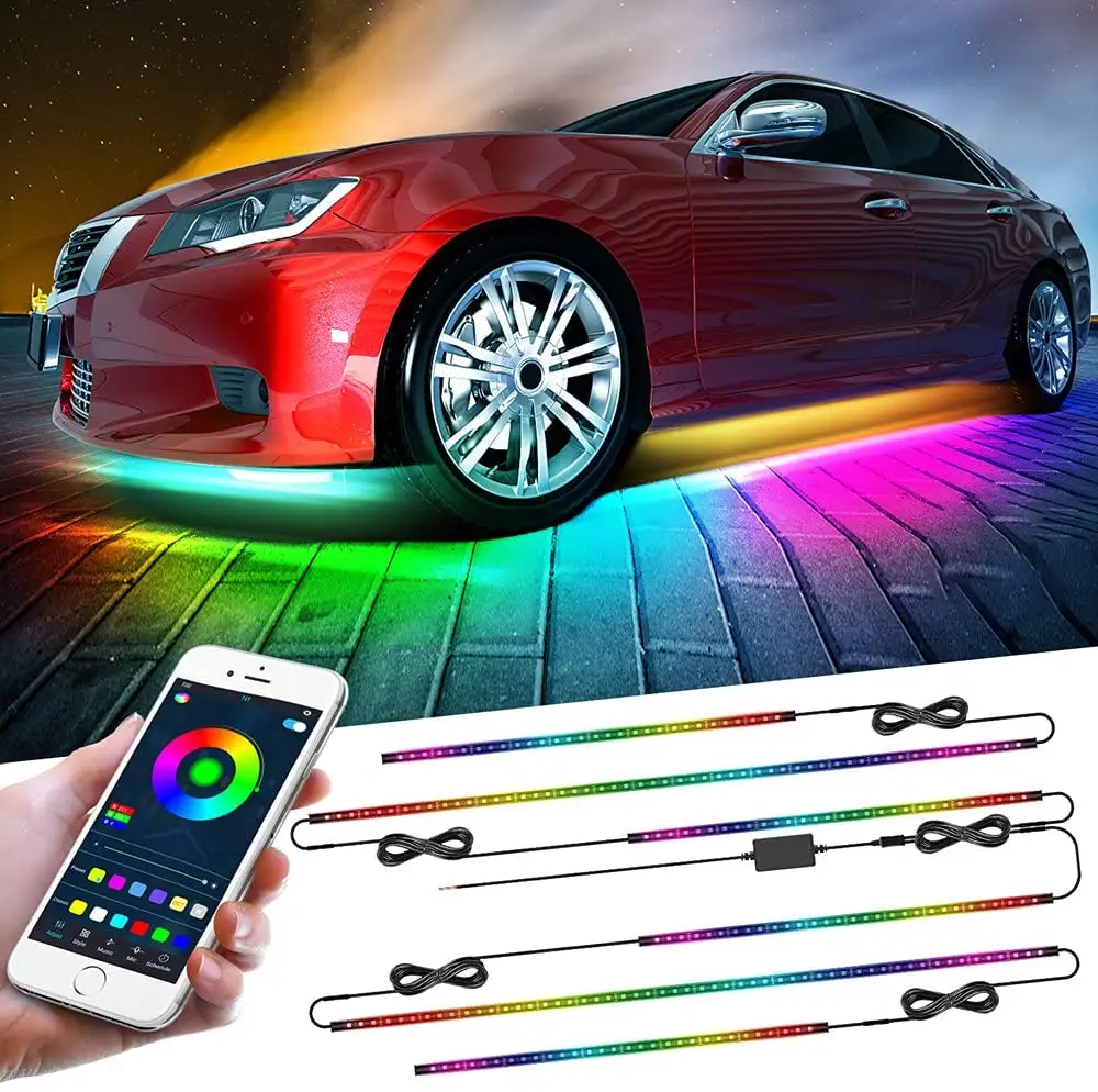 Luci Underglow per auto luci di striscia a LED per esterni con Kit di luci al Neon per la sincronizzazione della musica di controllo dell'app Wireless