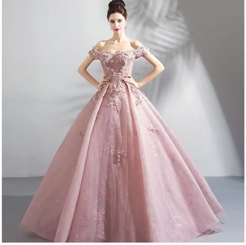 Nouvelle robe de mariée rose mariée princesse robe de bal mariage Toast robe fête réunion annuelle robe jupe
