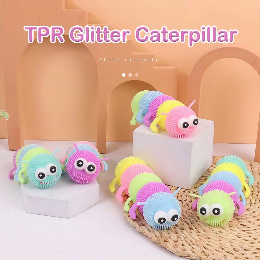18cm Macaron-colored 5-section bulging-eye caterpillar