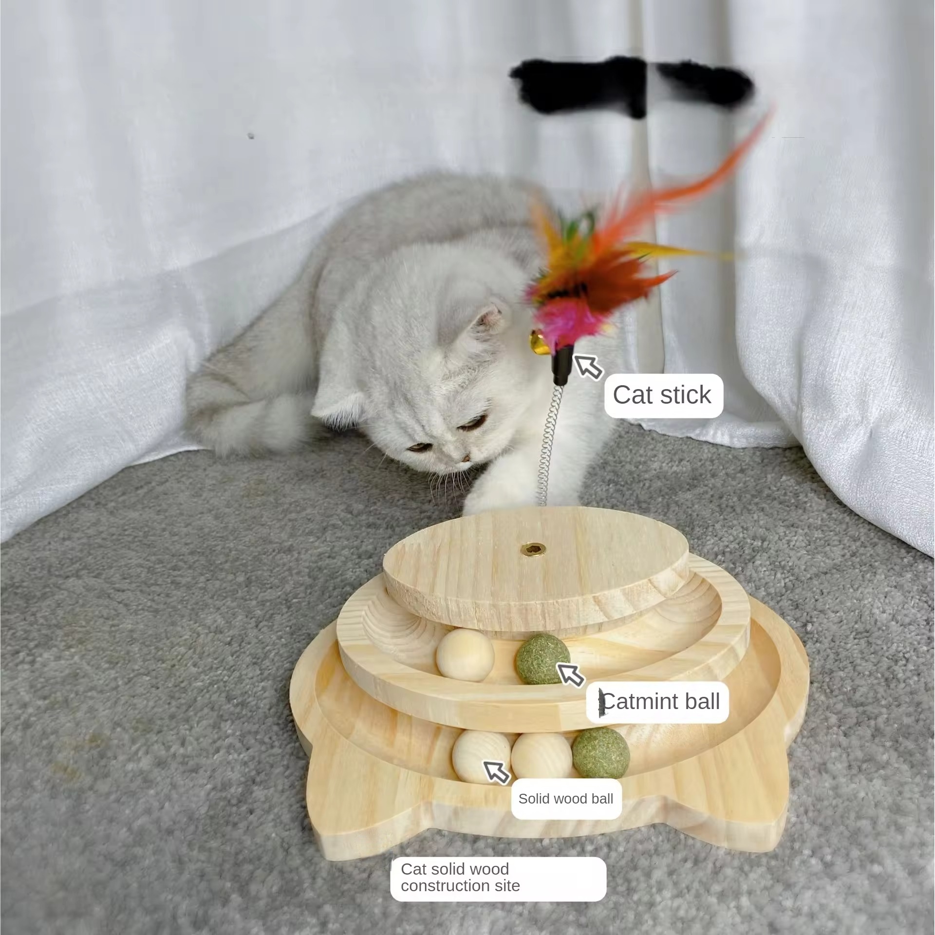 Basic Cat Ball-Catching Turntable-Primary color-yellow