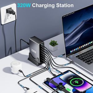 320W GaN şarj 8 Port USB tip C masaüstü şarj istasyonu PD 100W hızlı şarj için iPhone 16 15 14 iPad MacBook dizüstü - Product Image 2