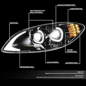 Led c-phong cách Halo chiếu đèn pha tương thích với 09-18 quốc tế gặt đập Prostar, đen nhà ở - Product Image 2
