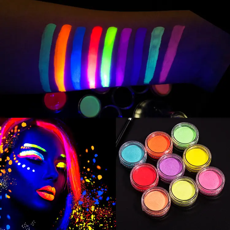 Delineador de ojos fluorescente, maquillaje común sin logotipo, para fiesta del día de carnaval, club nocturno, color fluorescente, venta al por mayor