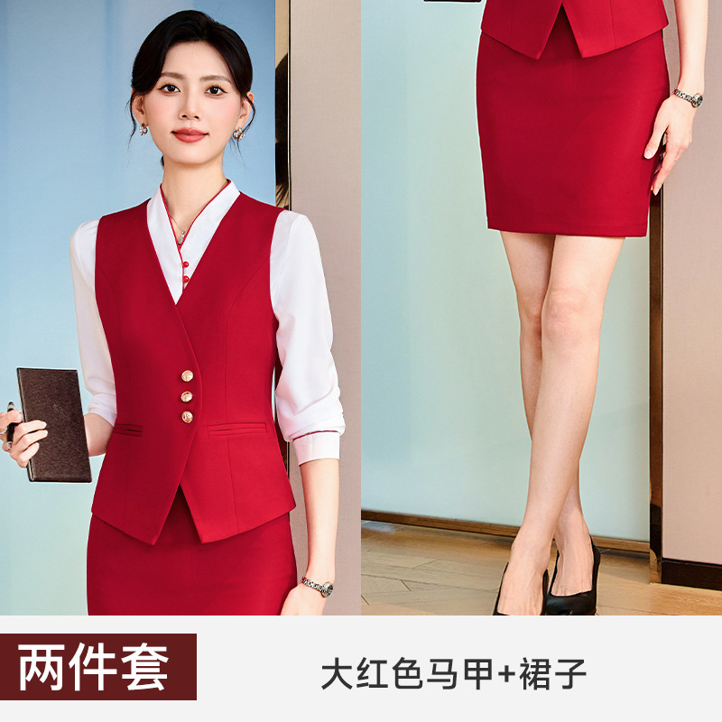 Bright red vest dress