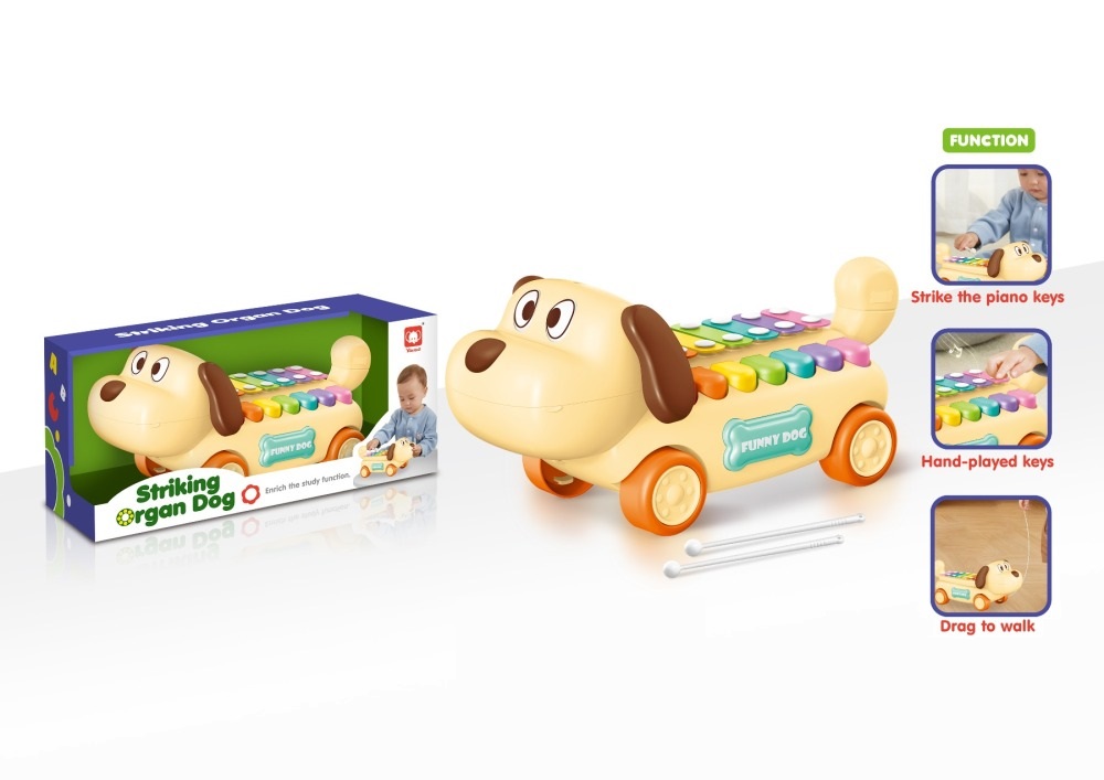 Piano à 7 notes pour chiot au café au lait, maillet inclus