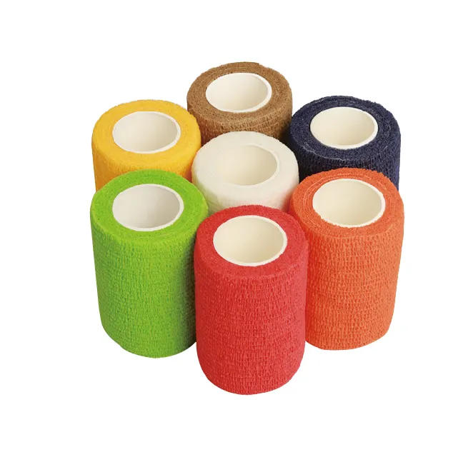 Selbst klebende Bandage Wrap Athletic Elastic Cohesive Bandage Fußball Socke Non-Wove Cohesive Tape für Fußballspiele
