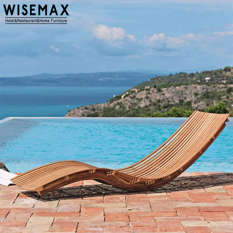 Wisemax mobiliário moderno de luxo, mobiliário de jardim de madeira para áreas externas, espreguiçadeira para praia, piscina