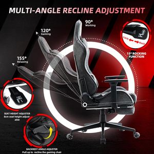 Gray Leather Make Kursi Permainan Reclining Game Chair Comfortable and Economical <strong>Computer</strong> Chair Office Chair with Footrest - Product Image 3