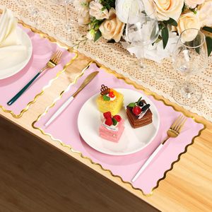 儿童成人餐厅用一次性纸餐垫散装矩形餐垫带扇形边缘餐桌垫 - Product Image 1